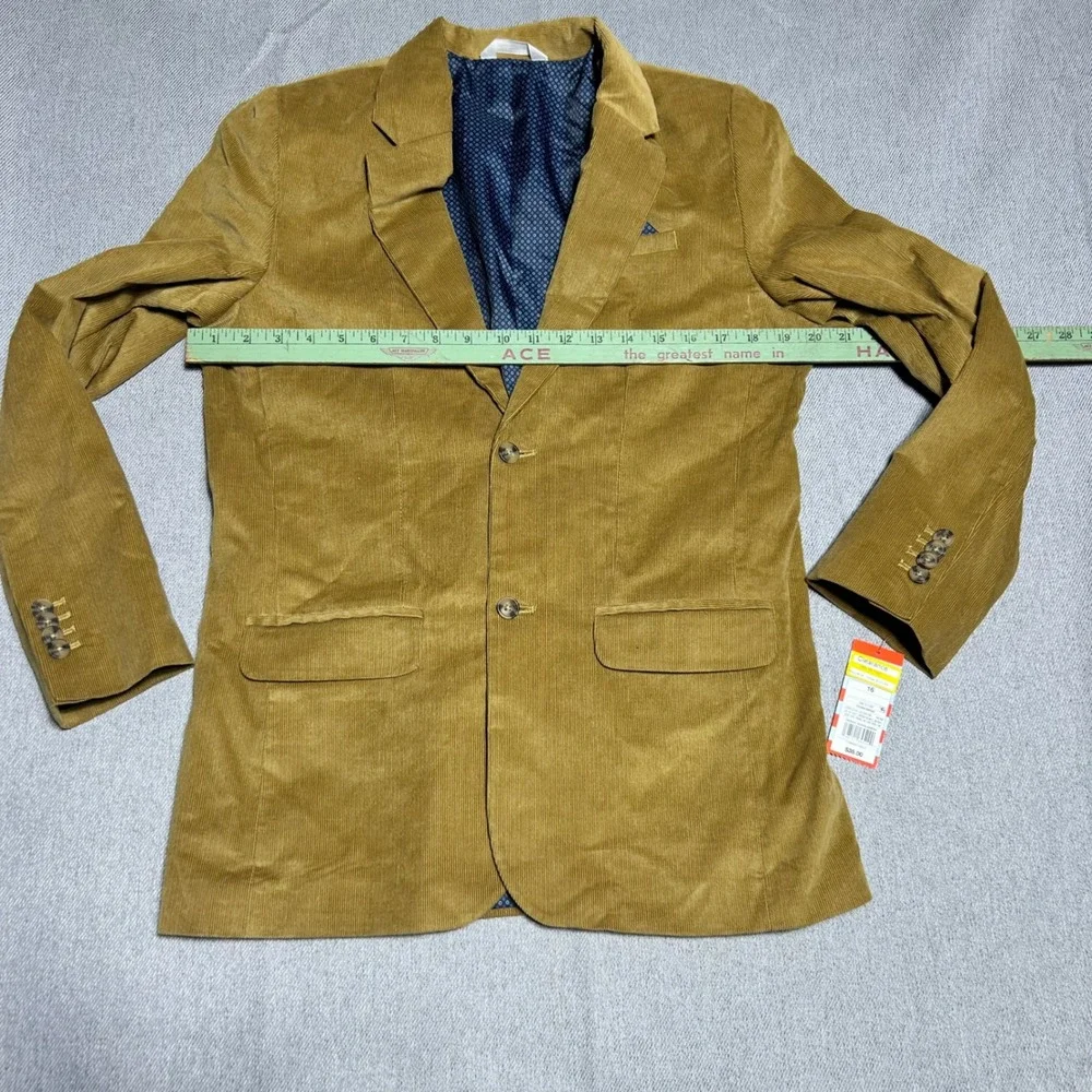 Cat & Jack Boys Corduroy Blazer Jacket Size 16 Brown Mustard Suit Coat NWT